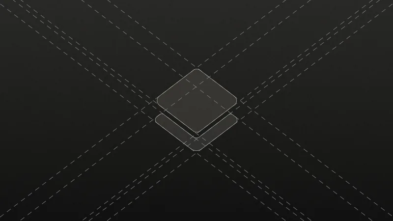 Two glass layers float over a graphite board crossed by dashed construction lines.